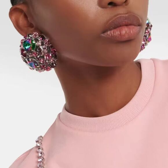 New ZARA clip on exaggerated crystal pastel statement earrings - Picture 1 of 11